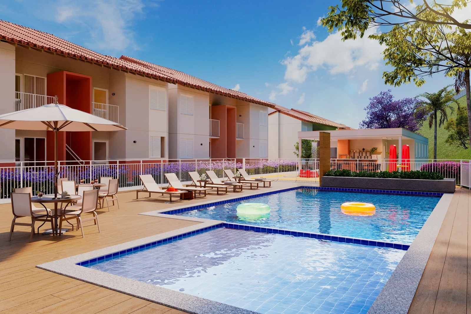 Piscina adulto e infantil do Villa VIC Serra Dourada